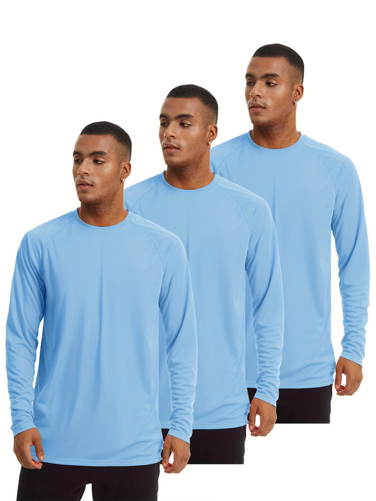 3 Pack Mens Summer Sun Protection Long Sleeve UPF50 Shirt
