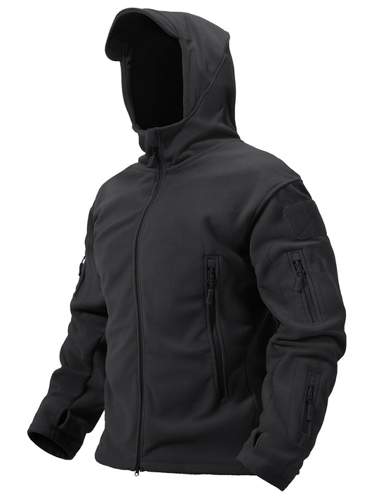 Mens Winter Tactical Hoodie Jacket Windproof Fleece Pockets