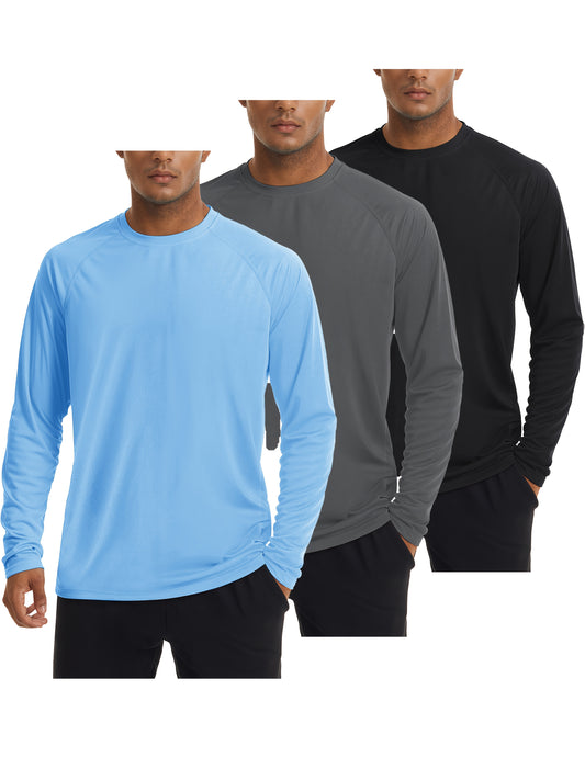 Eklentson 3 Pack Mens Sun Shirt UPF50 Longsleeve Rash Guard