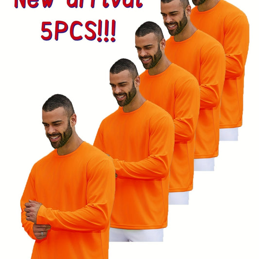 Mens 5 Pack Quick Dry Long Sleeve T Shirts Moisture Wicking