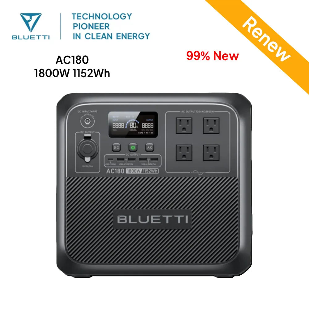 BLUETTI AC180 Solar Portable Power Station 1800W 1152Wh