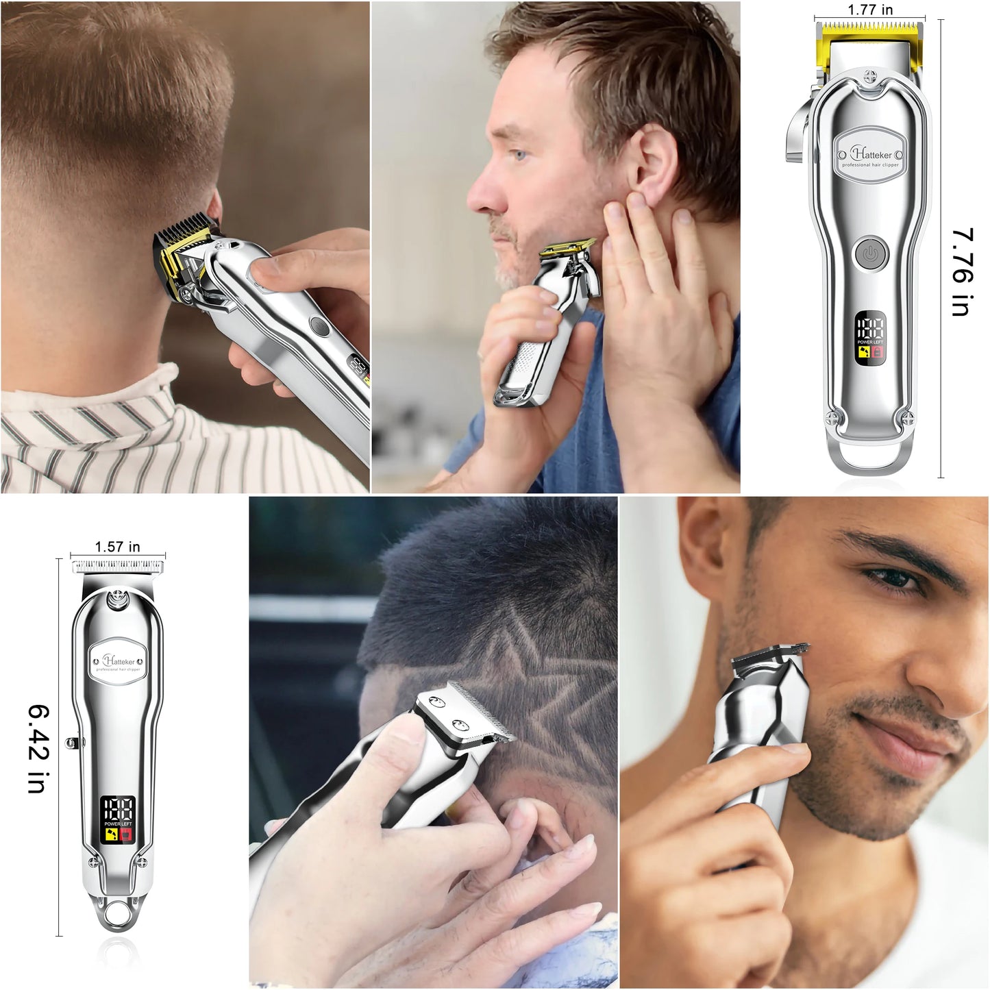 Hatteker Professional Hair Clipper Cordless Electric Trimmer For Barbers
