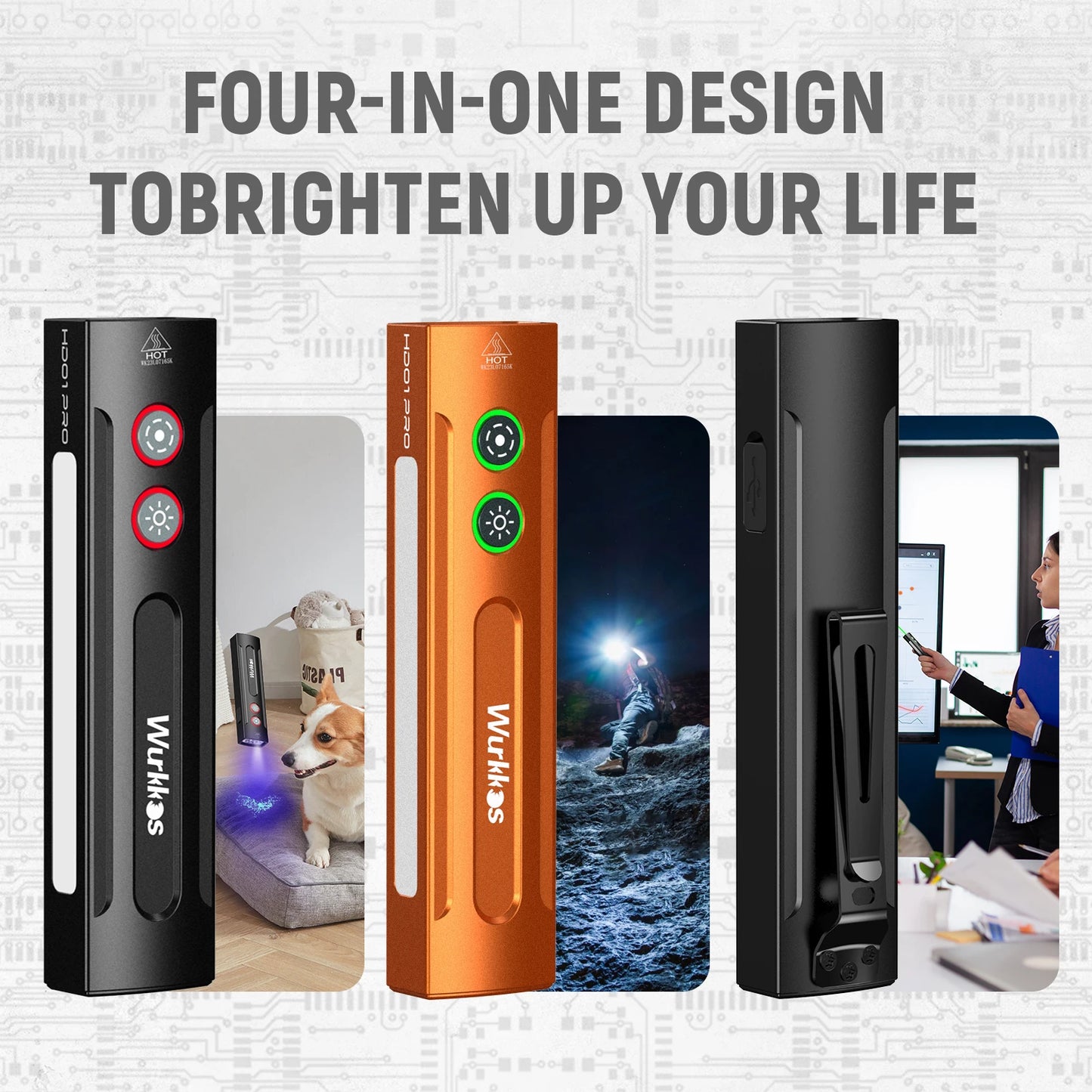 Wurkkos Rechargeable Flat EDC Flashlight With Green Beam UV LED