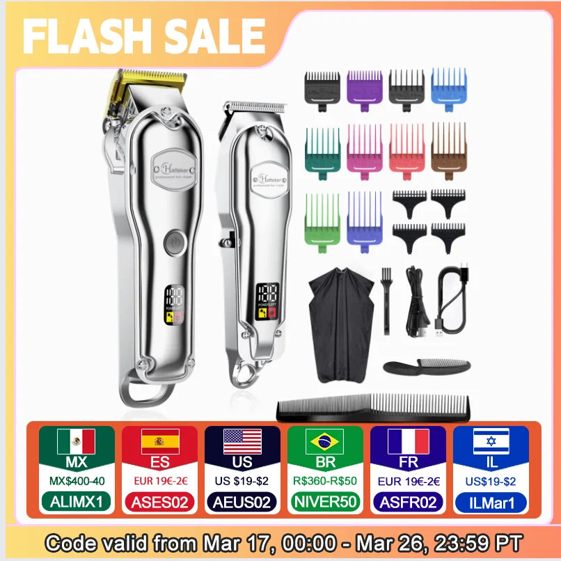 Hatteker Professional Hair Clipper Cordless Electric Trimmer For Barbers