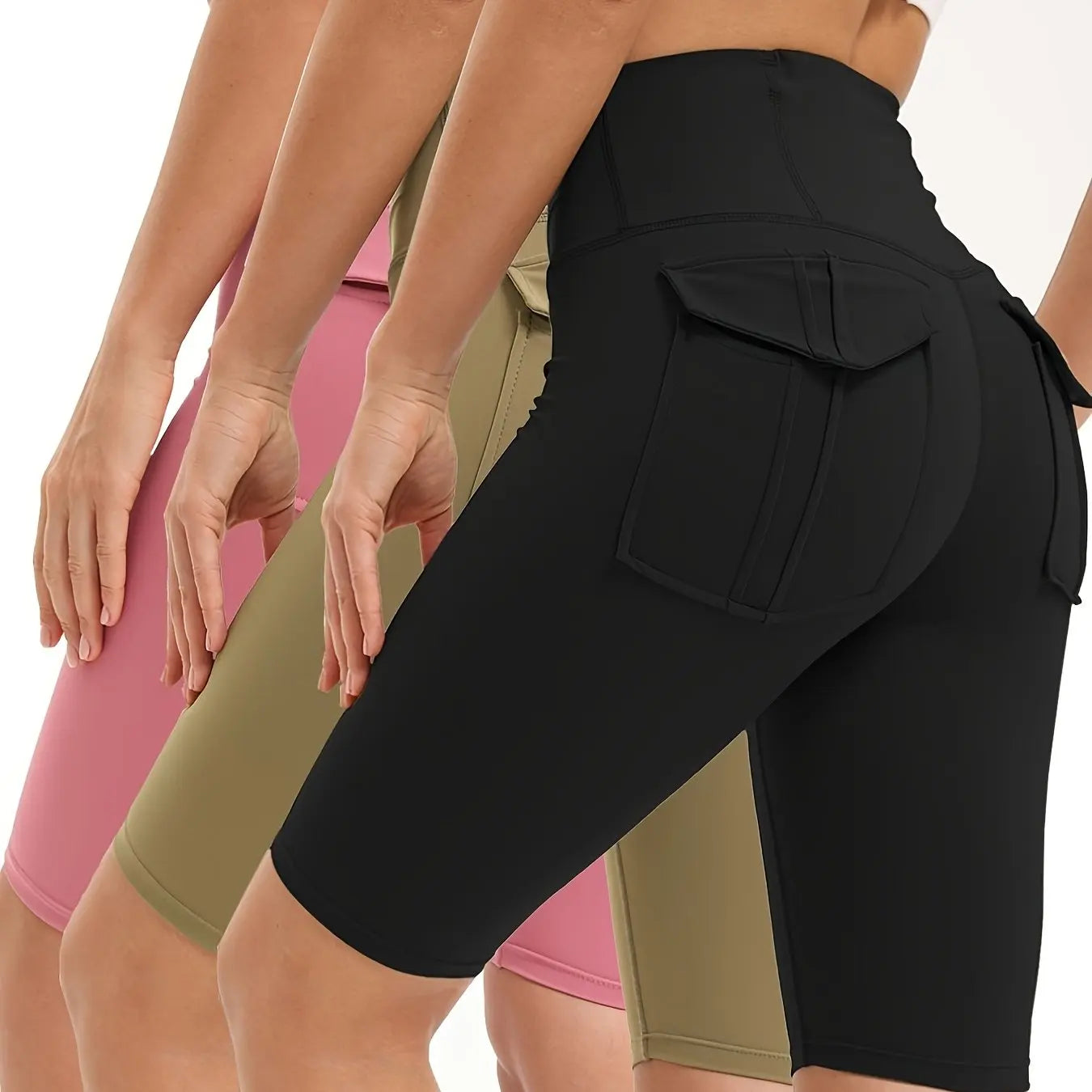 Women High Waisted Gym Shorts With Pockets For Running Yoga