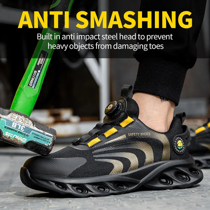Lace Free Breathable Lightweight Safety Shoes With Anti Smashing Puncture
