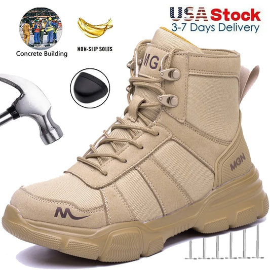 Mens Safety Shoes Steel Toe Metatarsal Protection AntiPuncture Boots