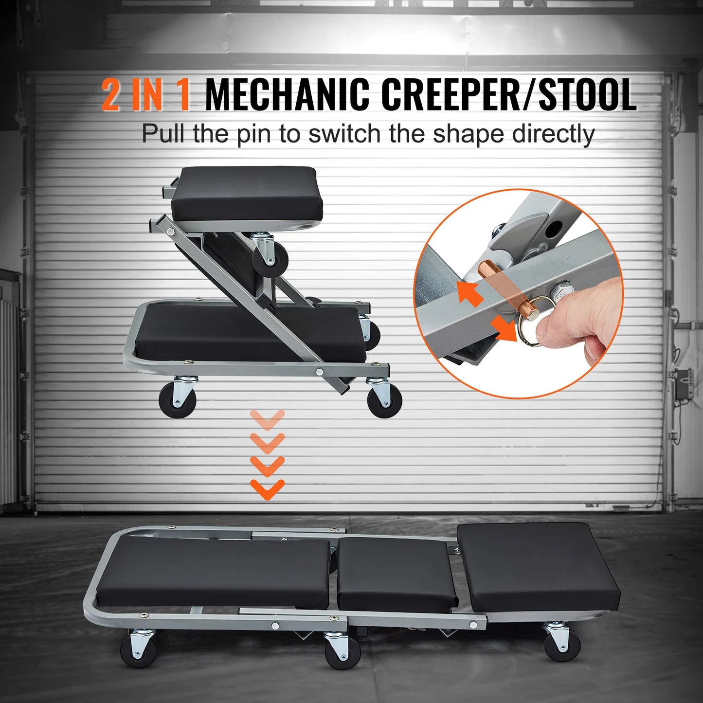 SucceBuy Mechanic Creeper Z Creeper Seat 2 in 1 Low-Profile