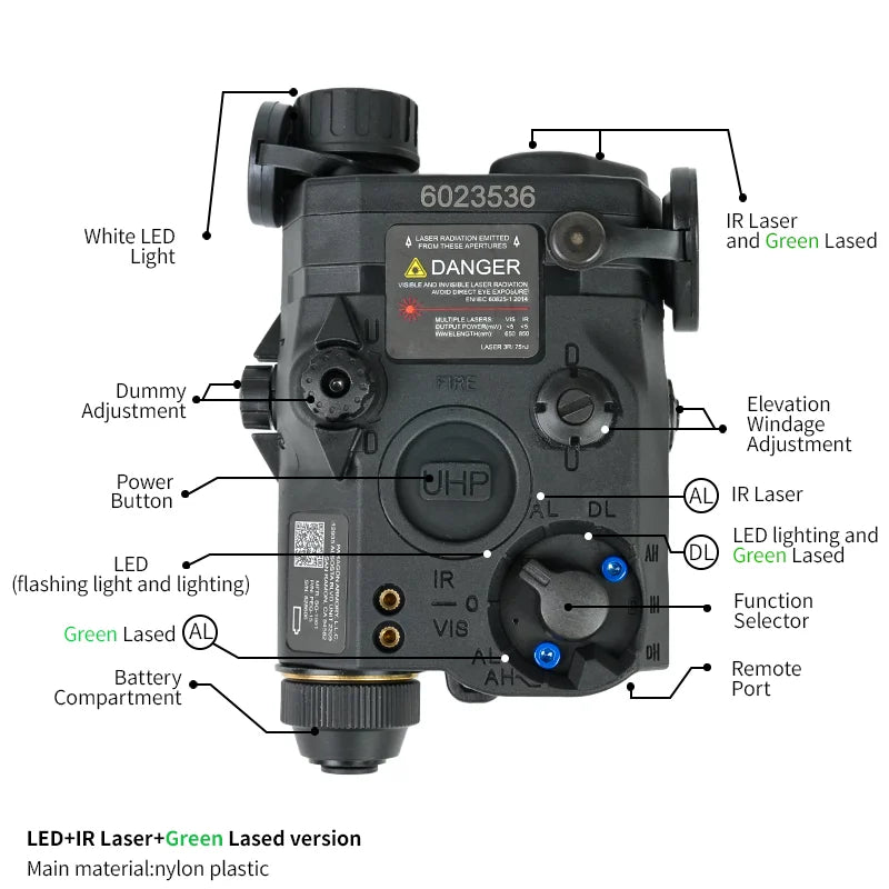Tactical PEQ15 Laser Pointer IR Flashlight For Airsoft