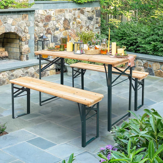 Folding Picnic Table with 2 Benches for Outdoor Fun