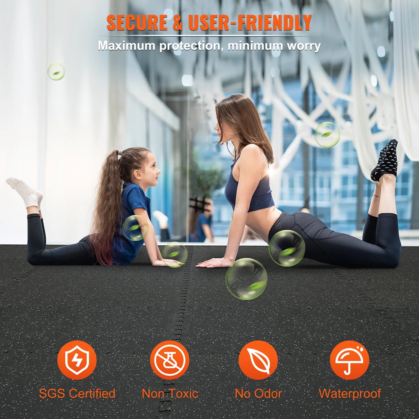 SucceBuy Interlocking Gym Floor Mats EVA Foam Rubber Top