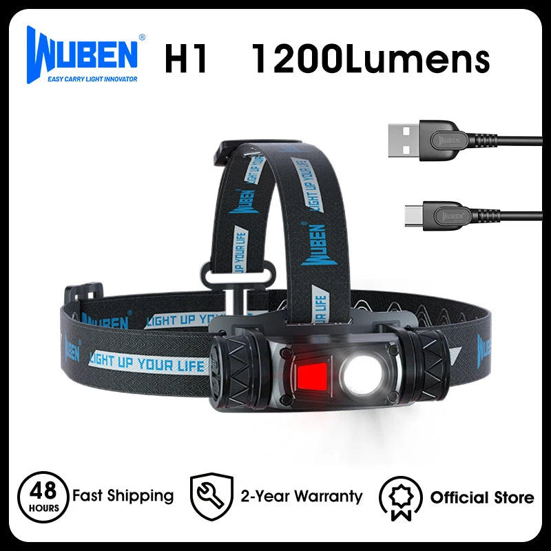 WUBEN H1 Rechargeable Headlamp Waterproof 1200 Lumen Camping