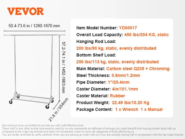 SucceBuy Heavy Duty Clothing Garment Rack With Adjustable Feature, Bottom Shelf And Wheels For Laundry Room