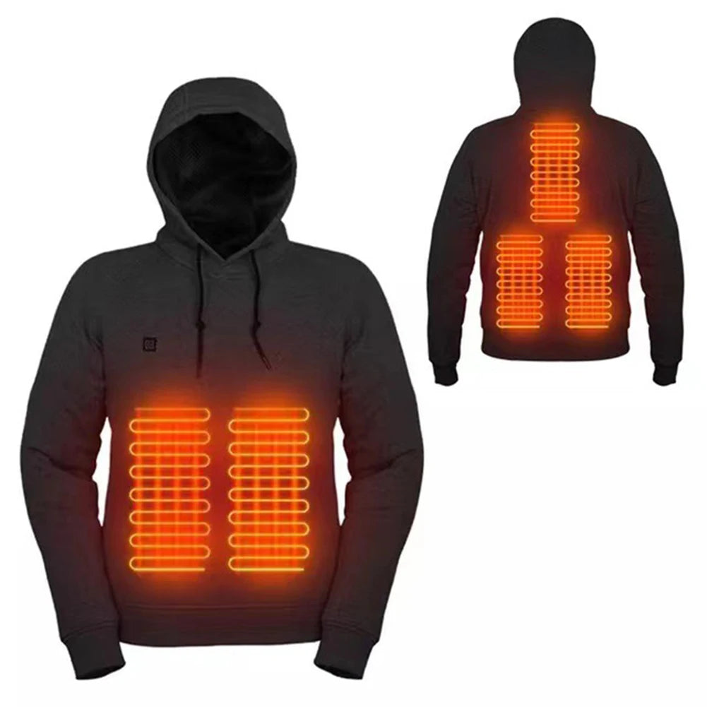 APWIKOGERCN 5 Zone Heated Jacket USB Rechargeable Thermal Outerwear For Men Women Gothic Cozy Long Sleeve