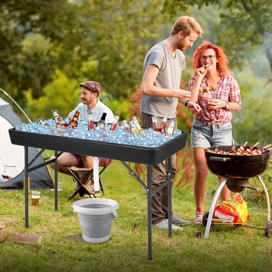 4 FT Folding Ice Cooler Table, No Assembly,