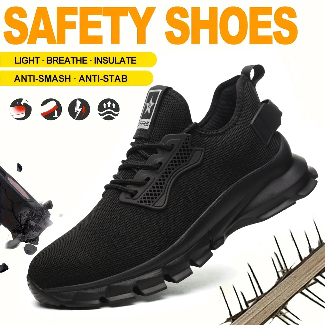 Soft-Soled Breathable Safety Shoes With Anti-Smash And Anti-Puncture Protection