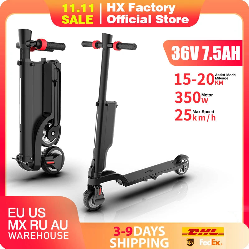 HX Foldable Electric Scooter X6 350W 25kmh 36V For Adults
