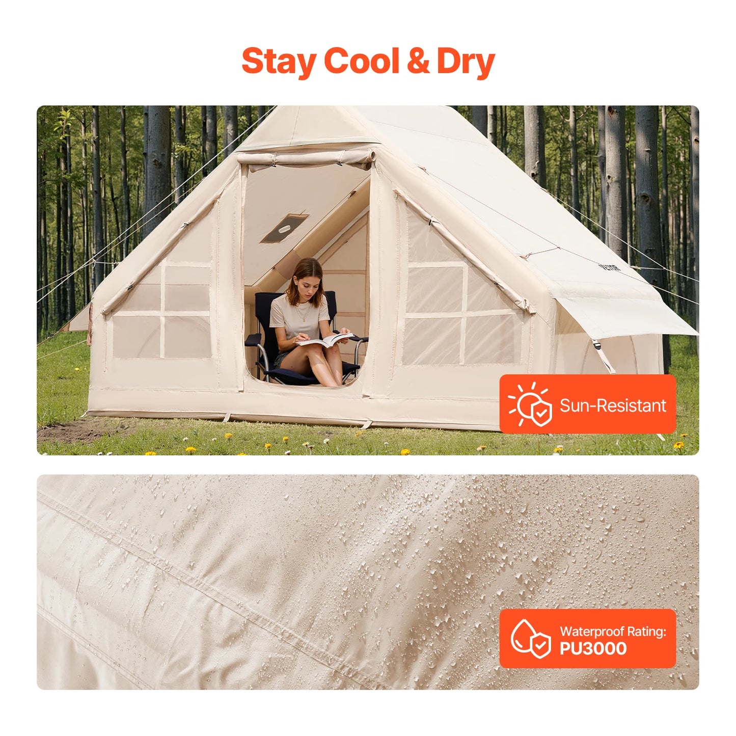 SucceBuy Inflatable Tent for Camp Easy Setup Hand Pump