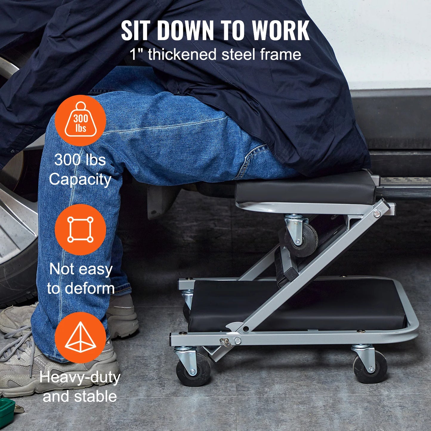 SucceBuy Mechanic Creeper Z Creeper Seat 2 in 1 Low-Profile