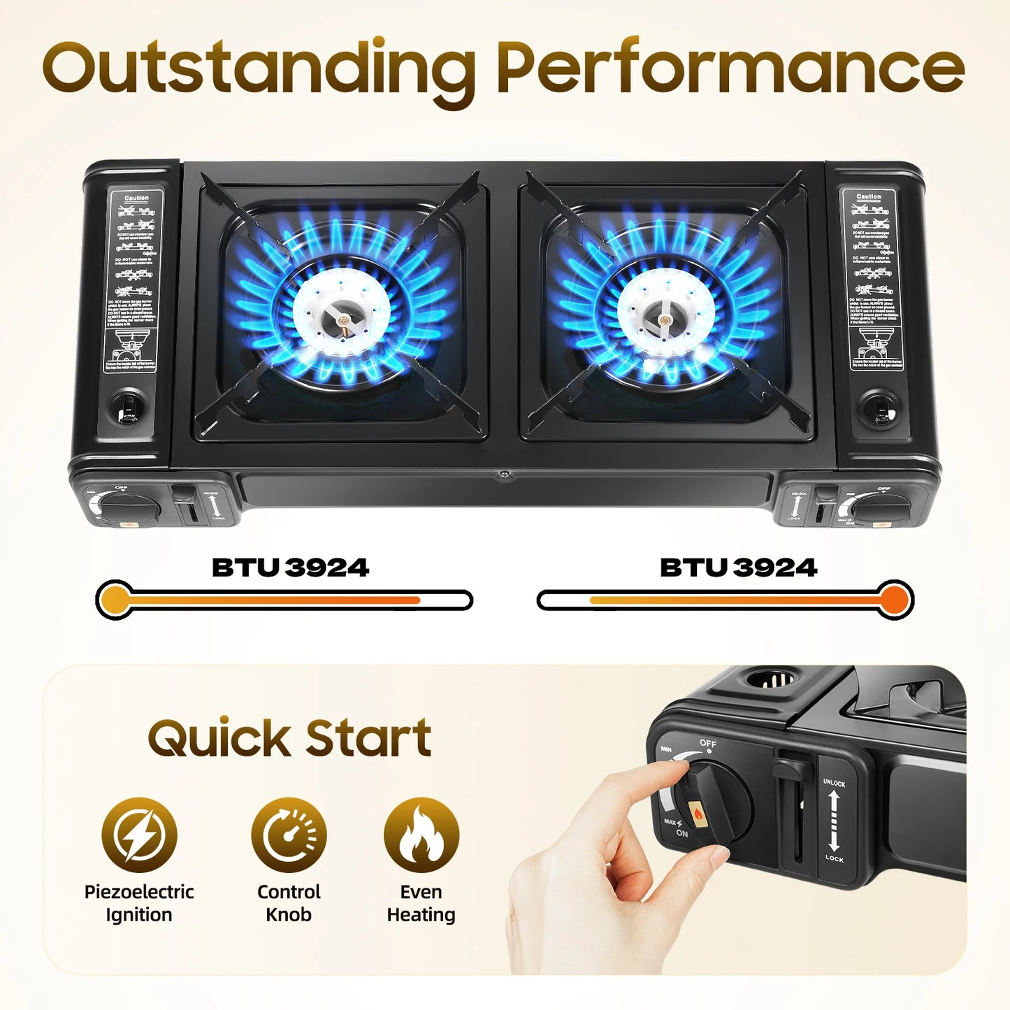 2-Burner Portable Butane Camping Stove Kit With Baking Pan And Carrying Case