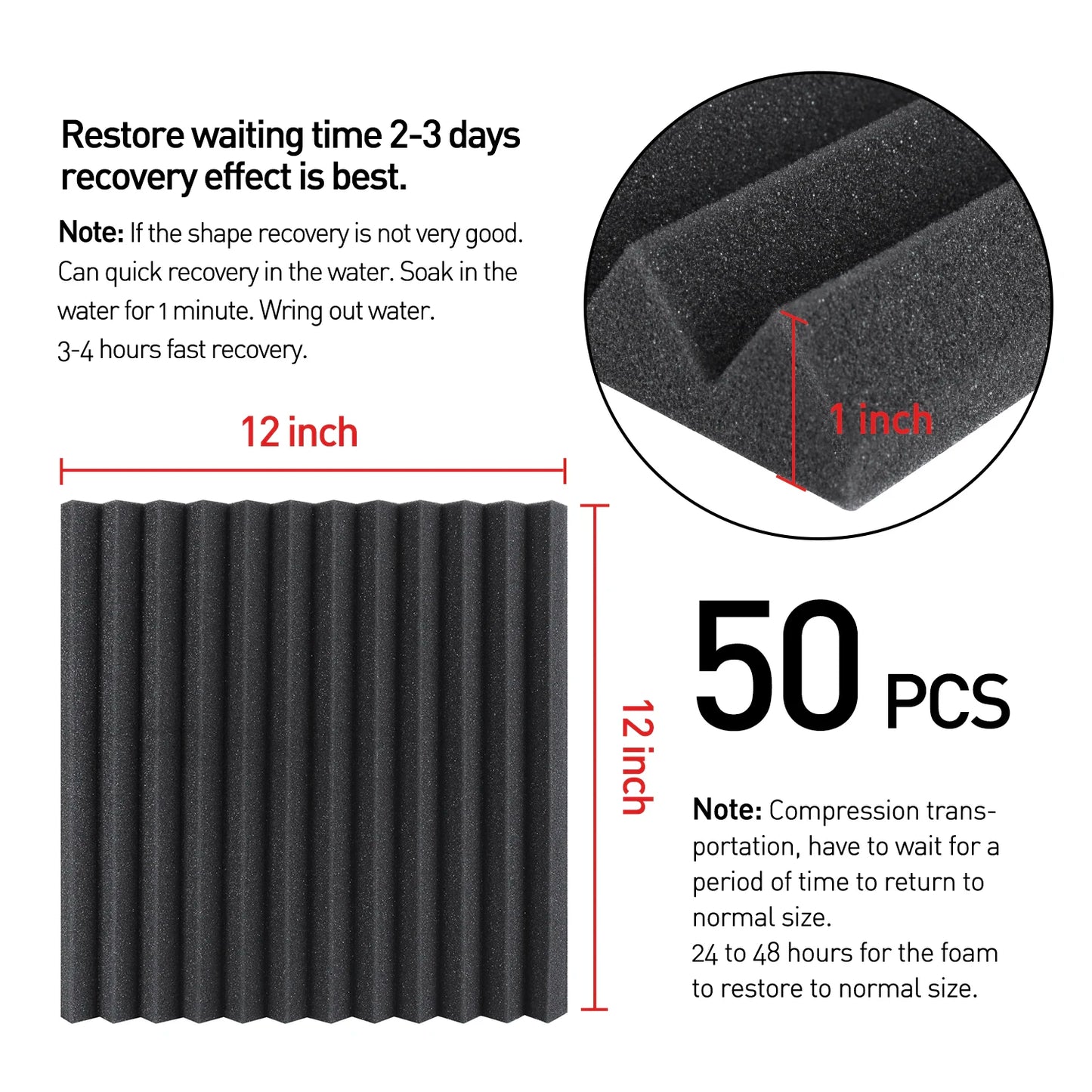 FOCUSOUN Acoustic Foam Panels 52 Pack for Home Office