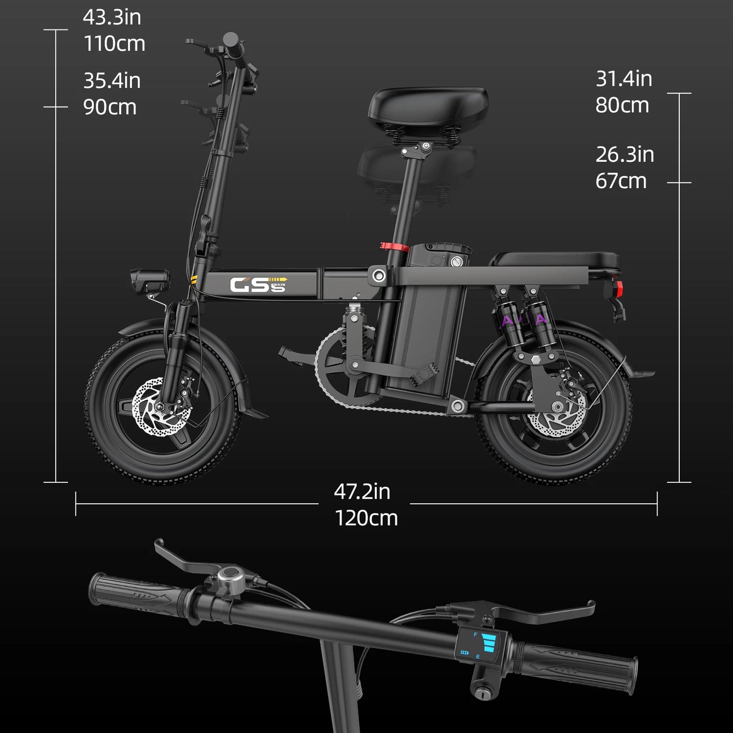 Folding Electric Bike GS5 750W Motor 20 MPH 35 Miles