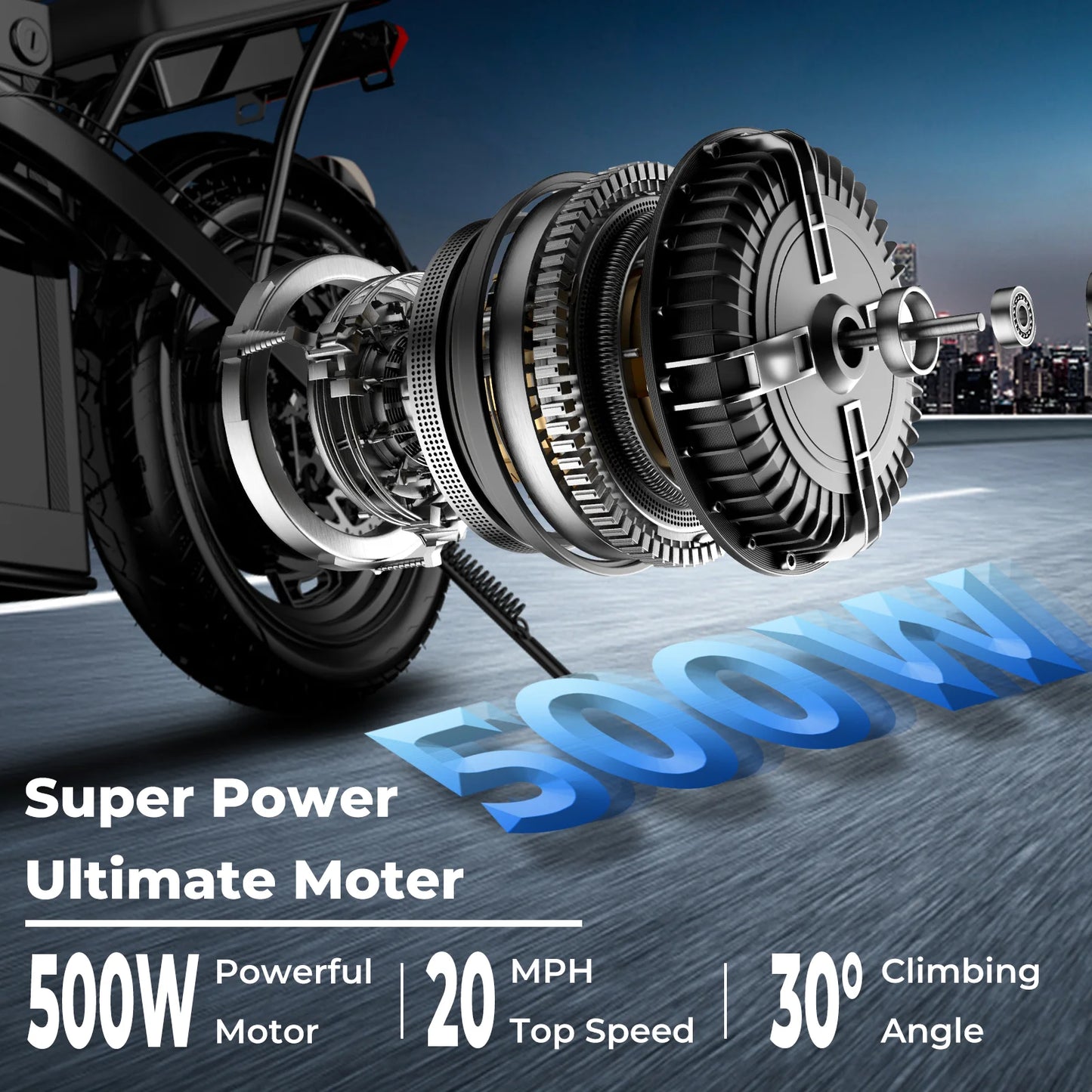 Lelekuai 500W Folding Electric Bike With Removable 48V 12Ah Battery