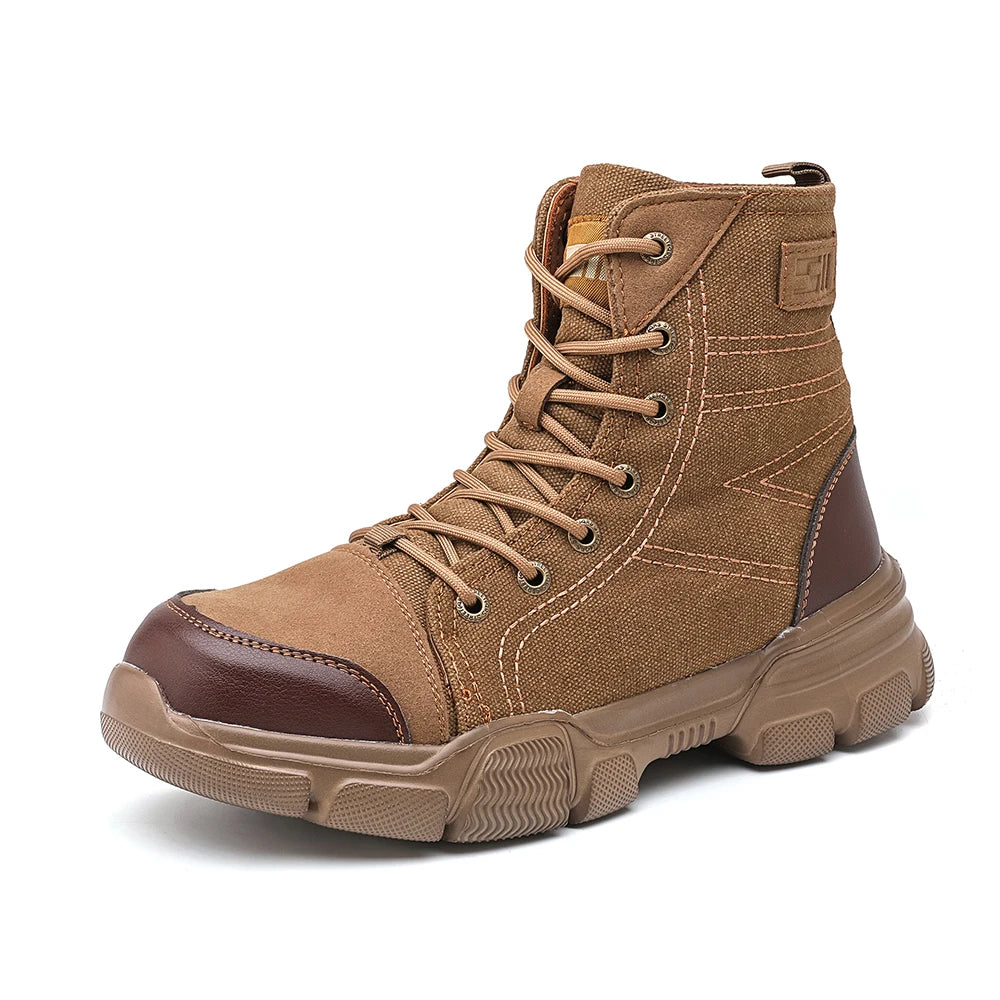 VEIGAR Canvas Breathable Work Shoes Puncture Proof Steel Toe Men