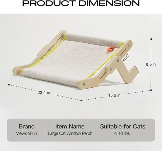 Mewoofun Cat Window Perch Lounge Hammock No Drilling Beige