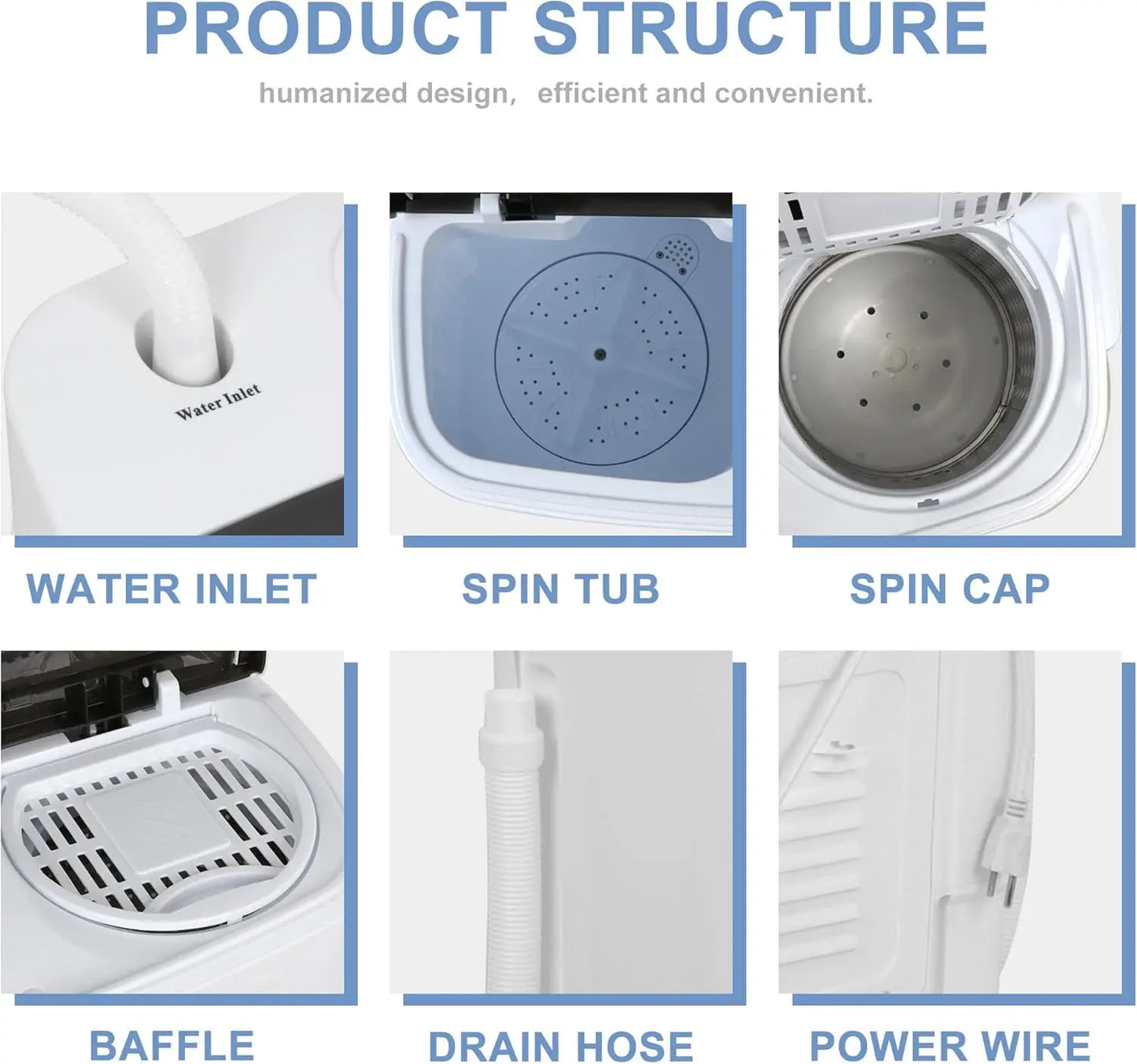 Compact Mini Twin Tub Washing Machine 13lbs Capacity