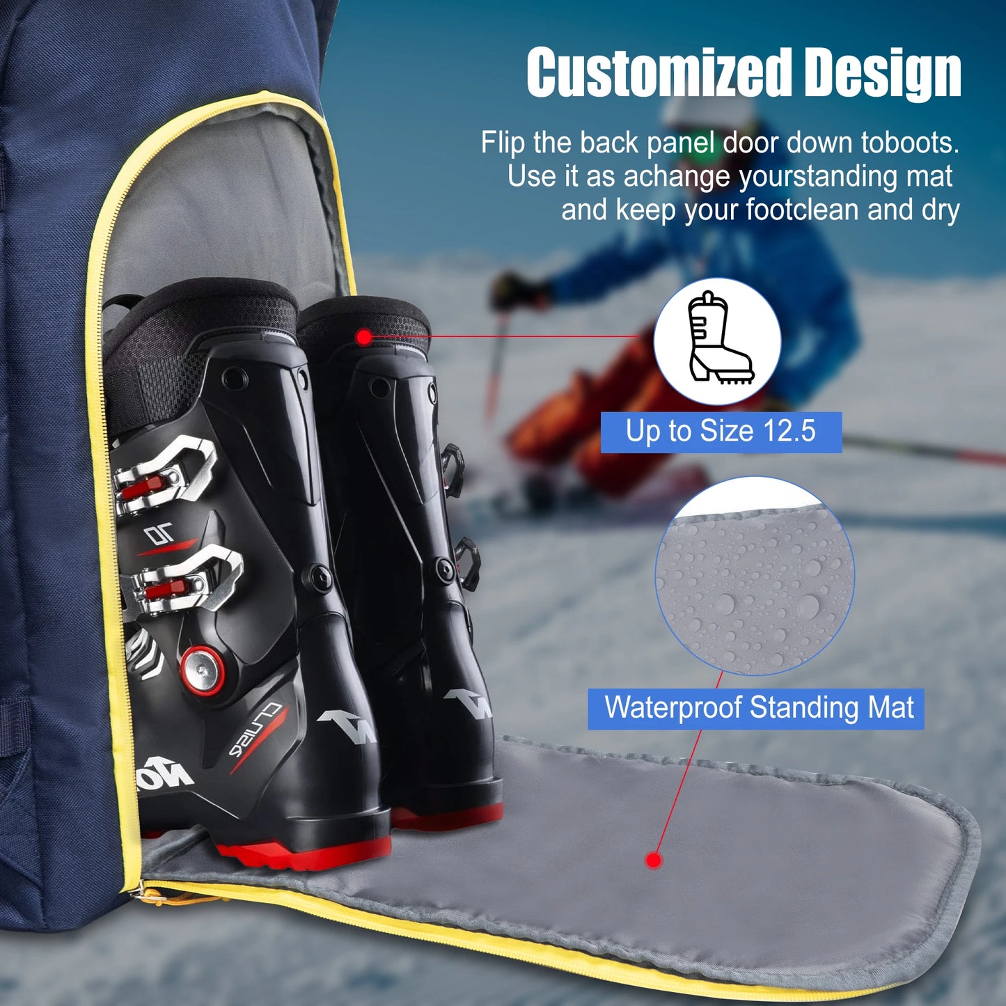 WEST TUNE Outdoor Ski Boot Bag High Capacity Travel Backpack