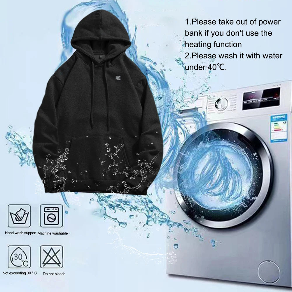 APWIKOGERCN 5 Zone Heated Jacket USB Rechargeable Thermal Outerwear For Men Women Gothic Cozy Long Sleeve
