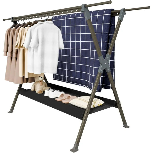 Clothes Rack Foldable -- 42 Hooks and Drying Mesh