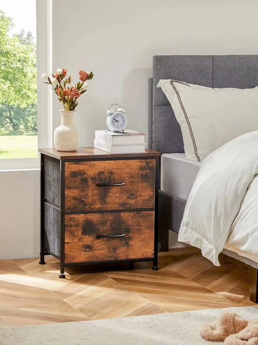 JHK Nightstand Bedside Table With Storage Drawers For Bedroom Furniture