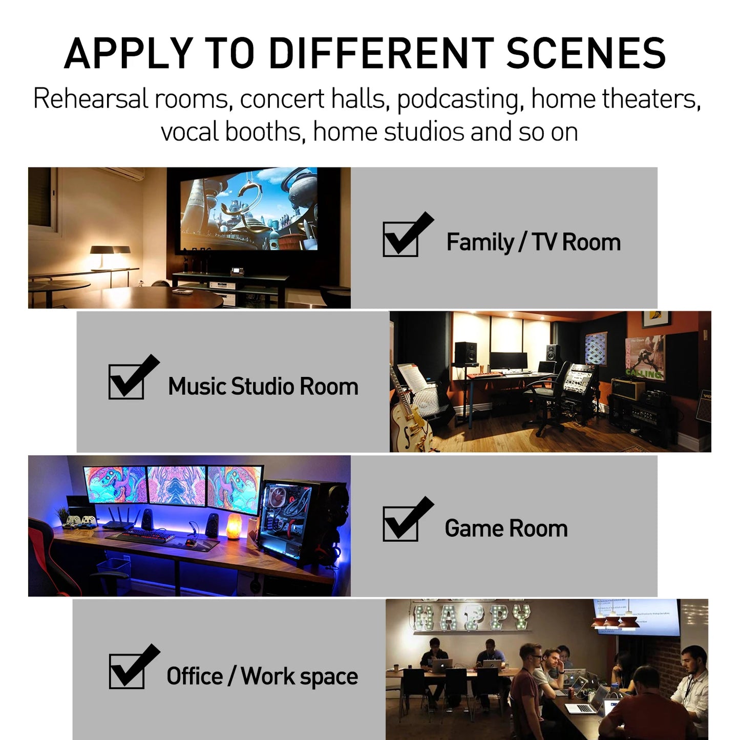 FOCUSOUN Acoustic Foam Panels 52 Pack for Home Office