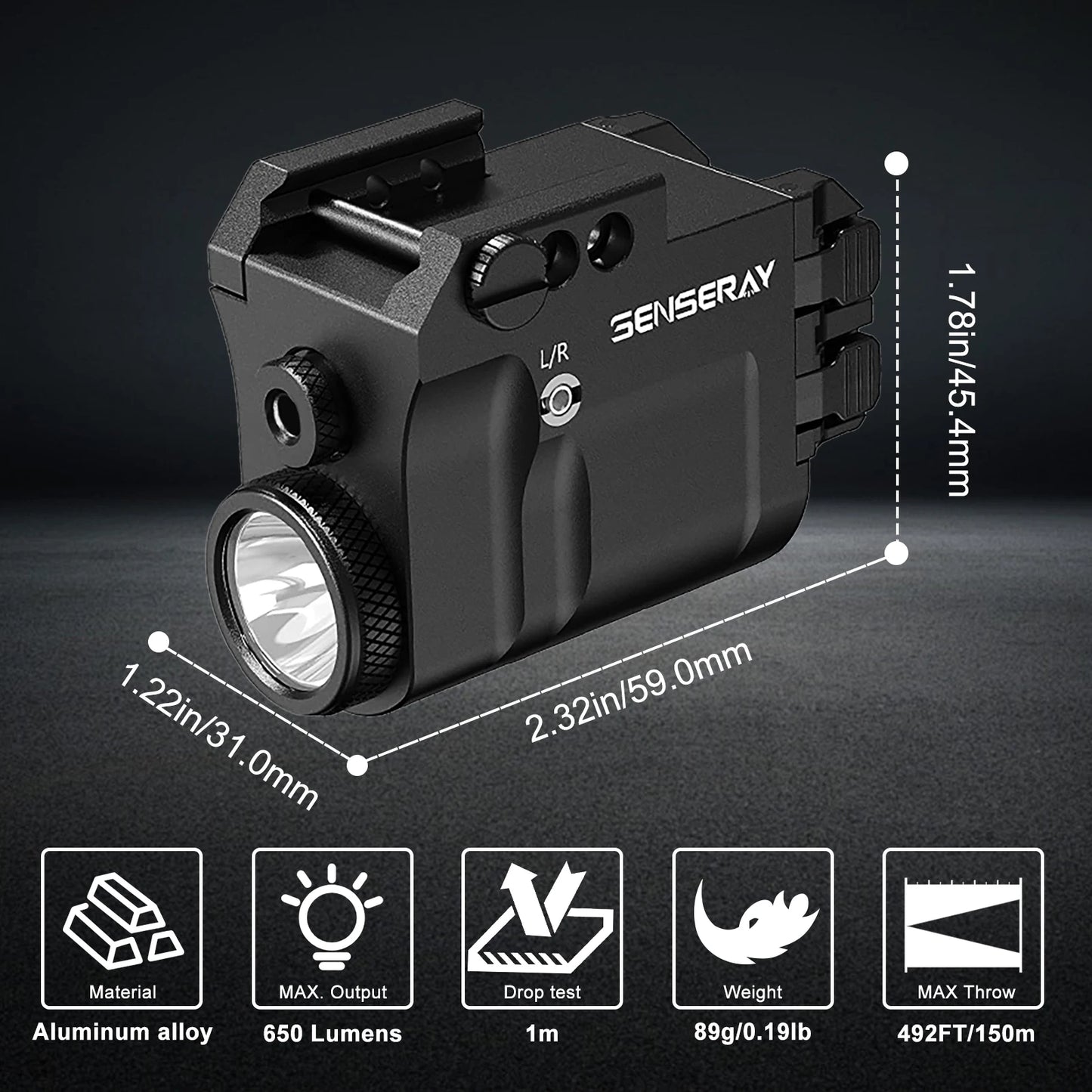 Hign-concerned Pistol Light With Laser And Strobe Picatinny Rail Rechargeable