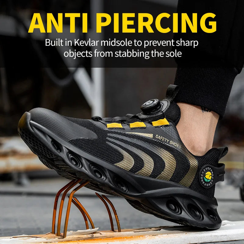 Lace Free Breathable Lightweight Safety Shoes With Anti Smashing Puncture