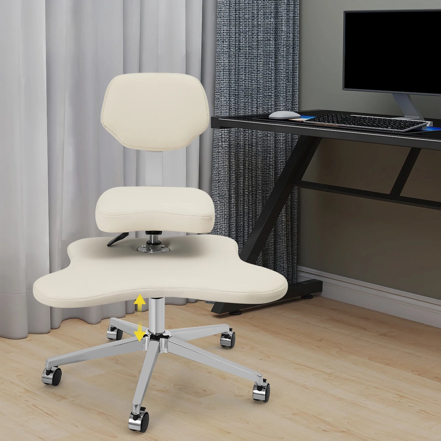 General Use Cross Legged Meditation Chair Height Adjustable Wheels Office
