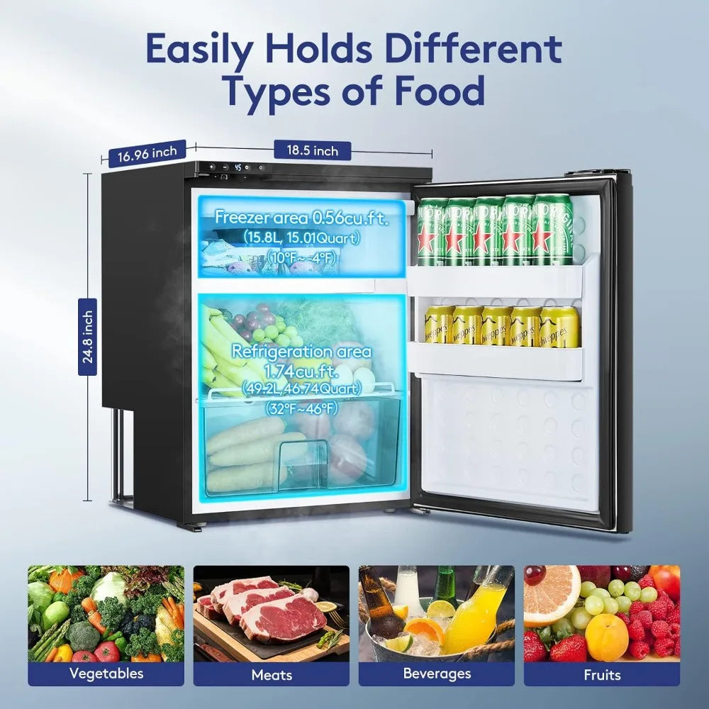 RV Fridge Freezer, WIFI APP Control, 65L (2.3cu.ft.) Portable