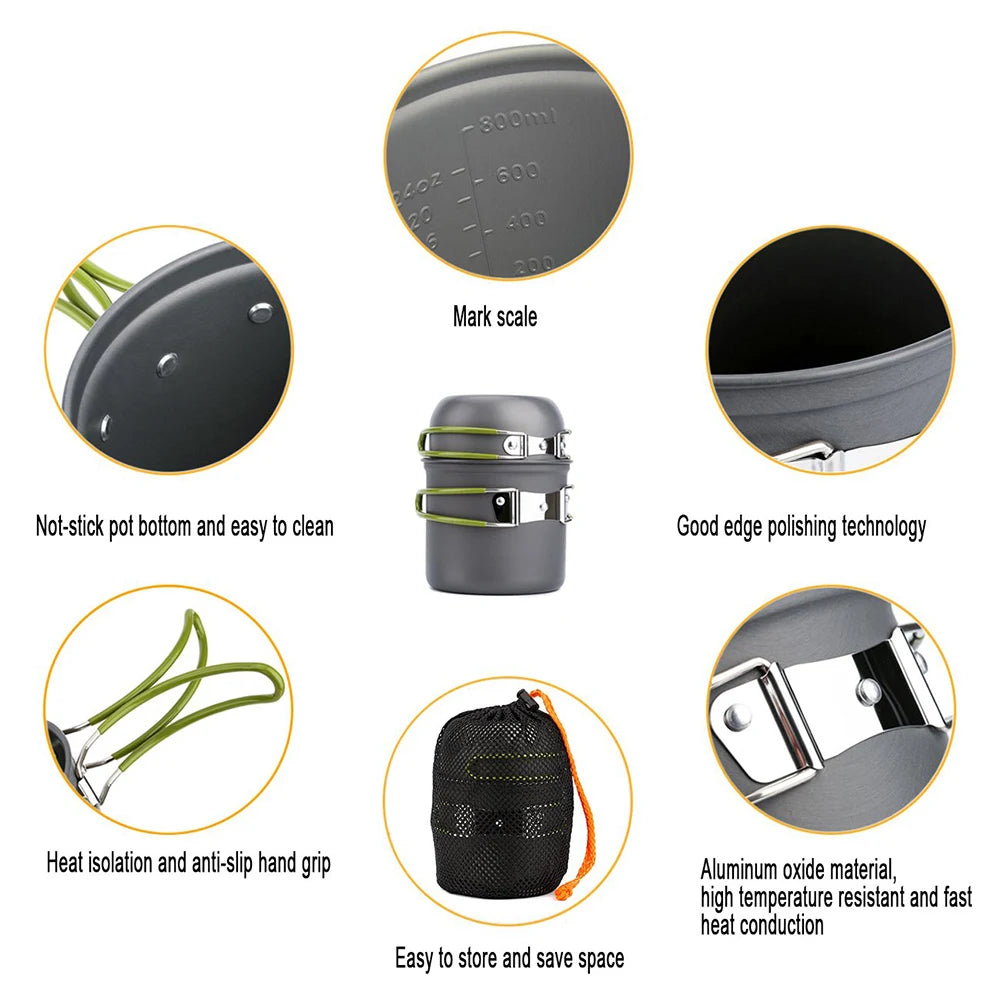 Portable Camping Cookware, Travel Cutlery Utensils