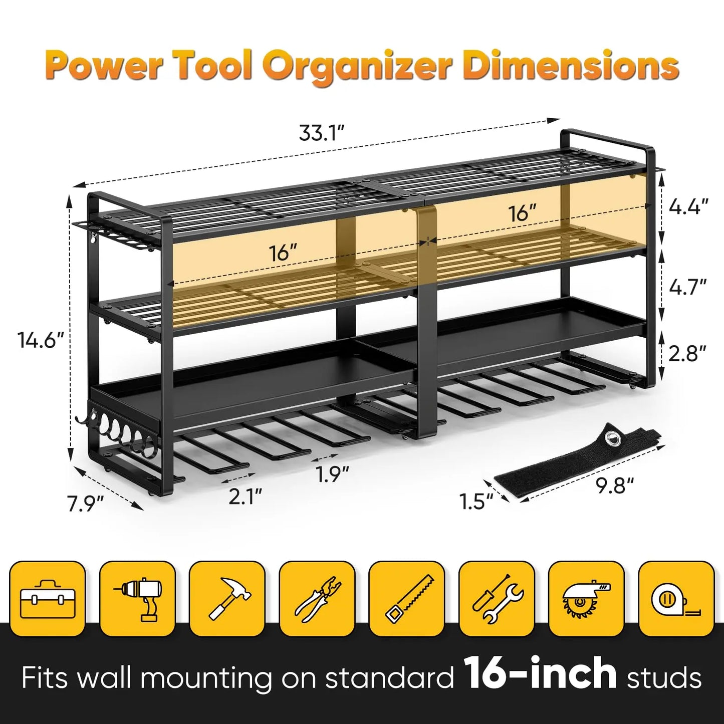 Tool Storage Expert Power Tool Organizer Wall Mount 4 Layer