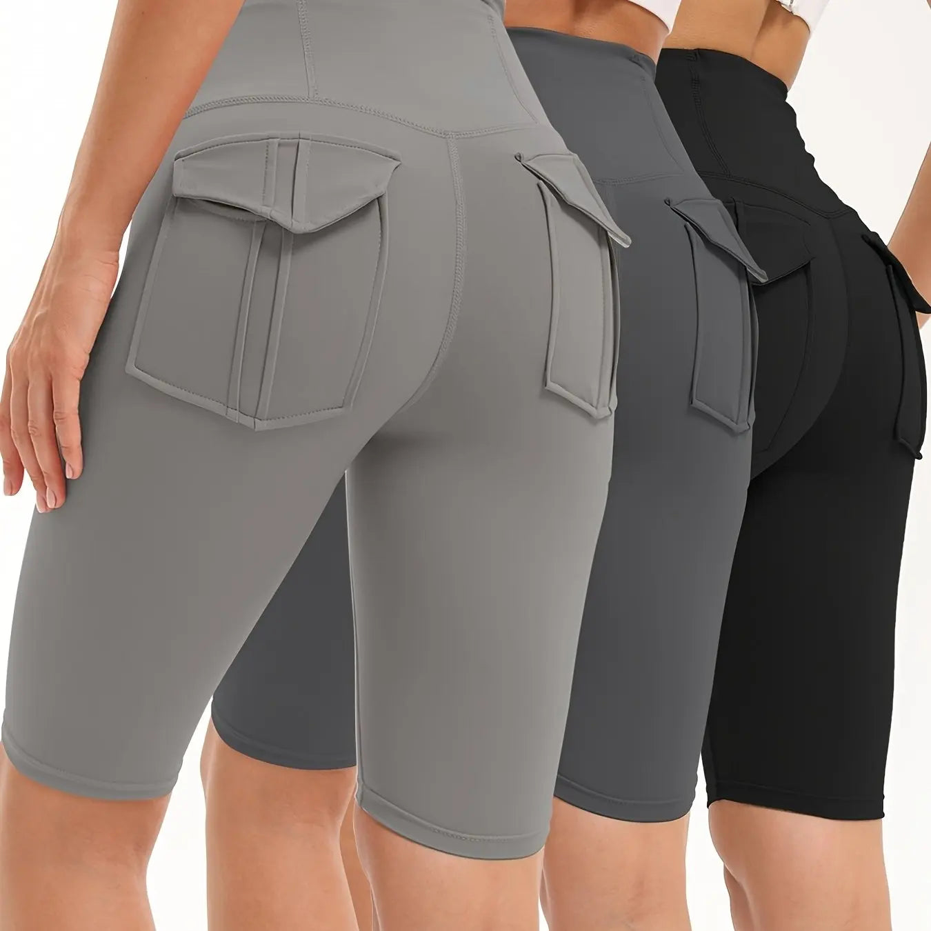 Women High Waisted Gym Shorts With Pockets For Running Yoga