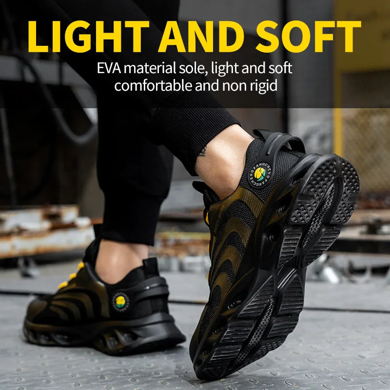 Lace Free Breathable Lightweight Safety Shoes With Anti Smashing Puncture