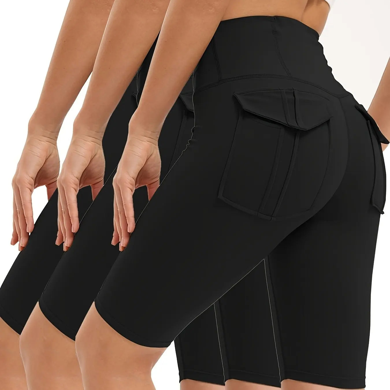 Women High Waisted Gym Shorts With Pockets For Running Yoga