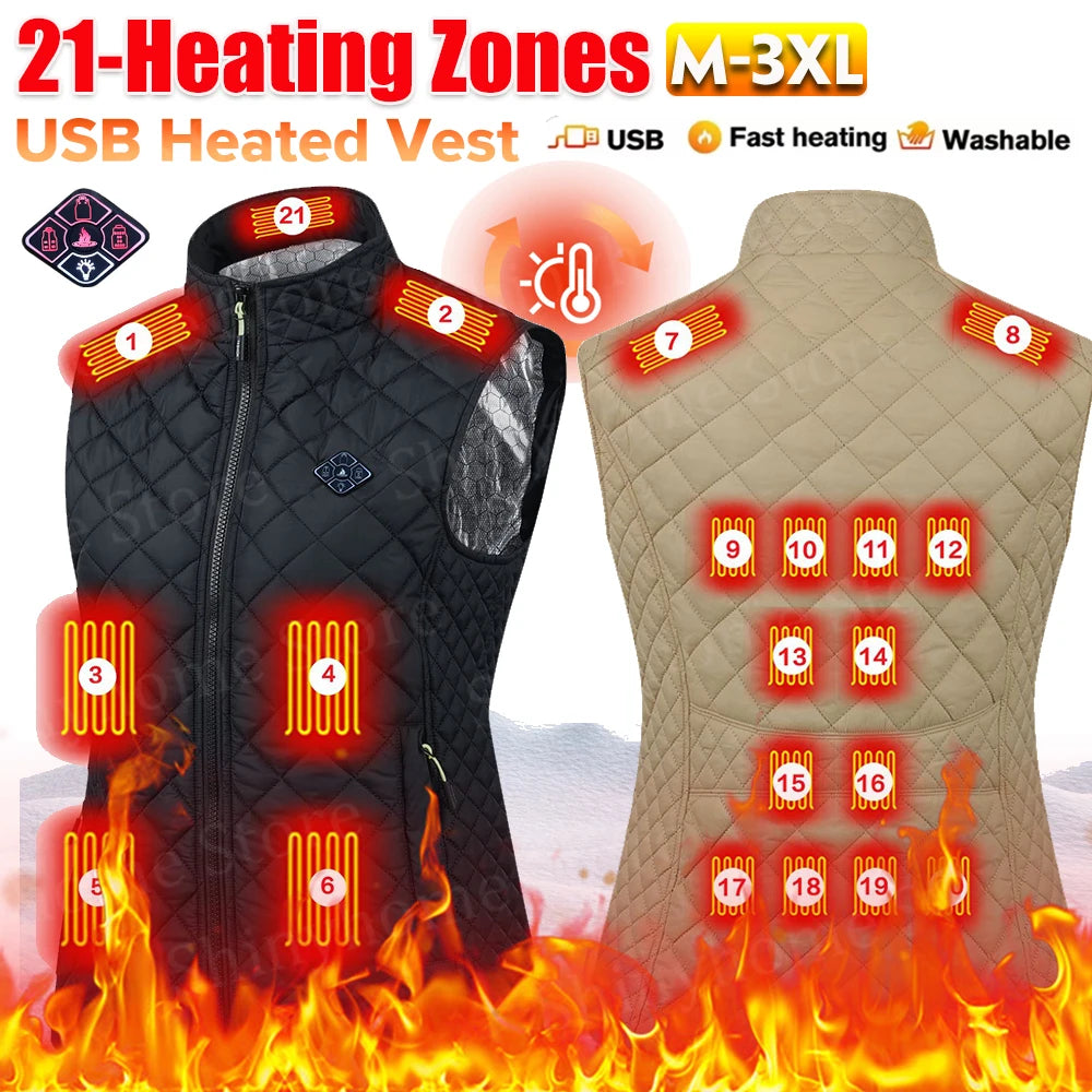 Guangdong 21 Zone USB Heated Vest Women Cotton Thermal Jacket
