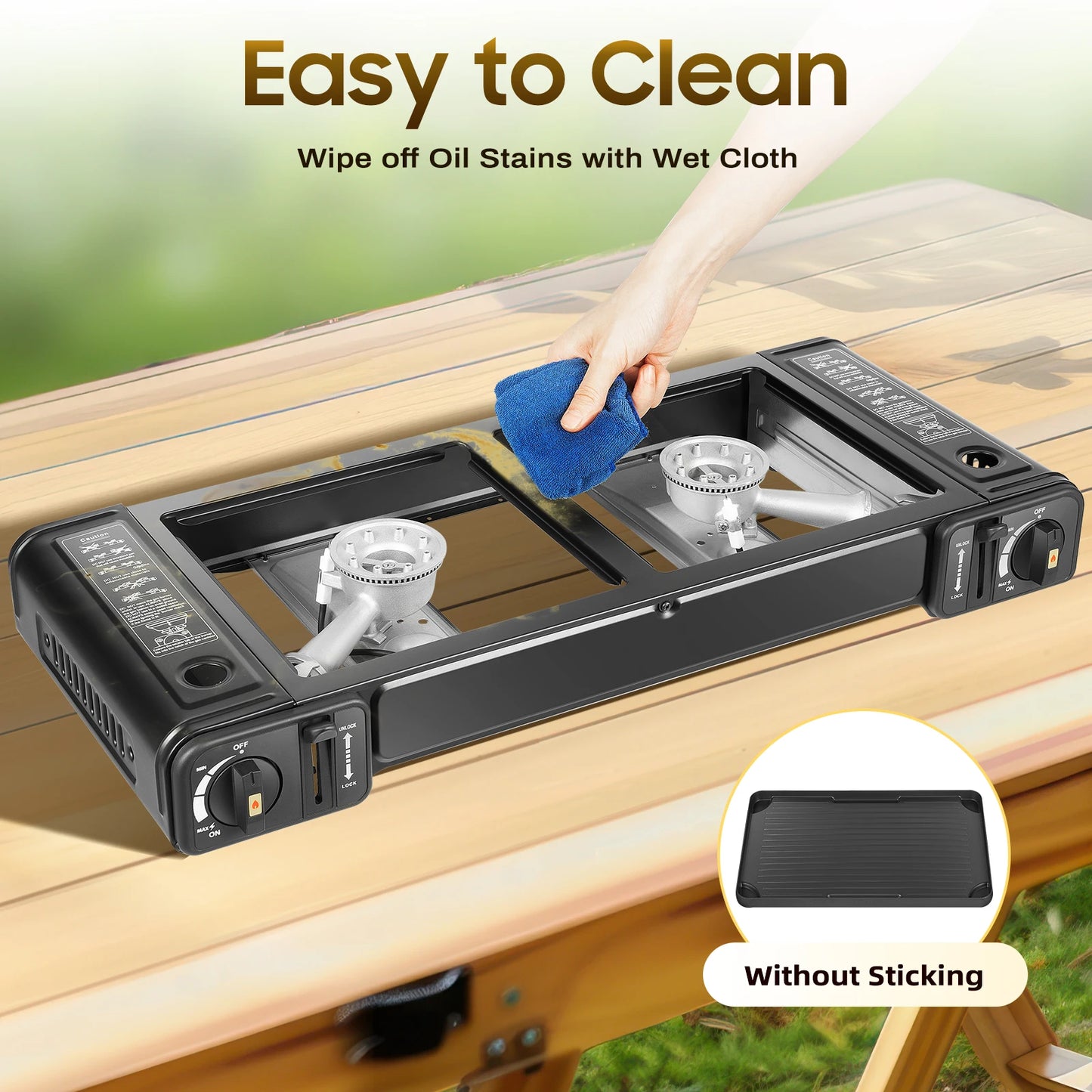 2-Burner Portable Butane Camping Stove Kit With Baking Pan And Carrying Case