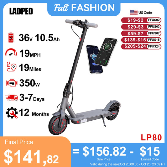 LADPED Electric Scooter 350W 19MPH Folding Waterproof