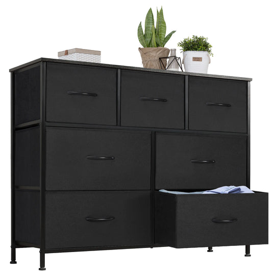 JHK Dresser With 7 Fabric Drawers Bedroom Organizer Cabinet