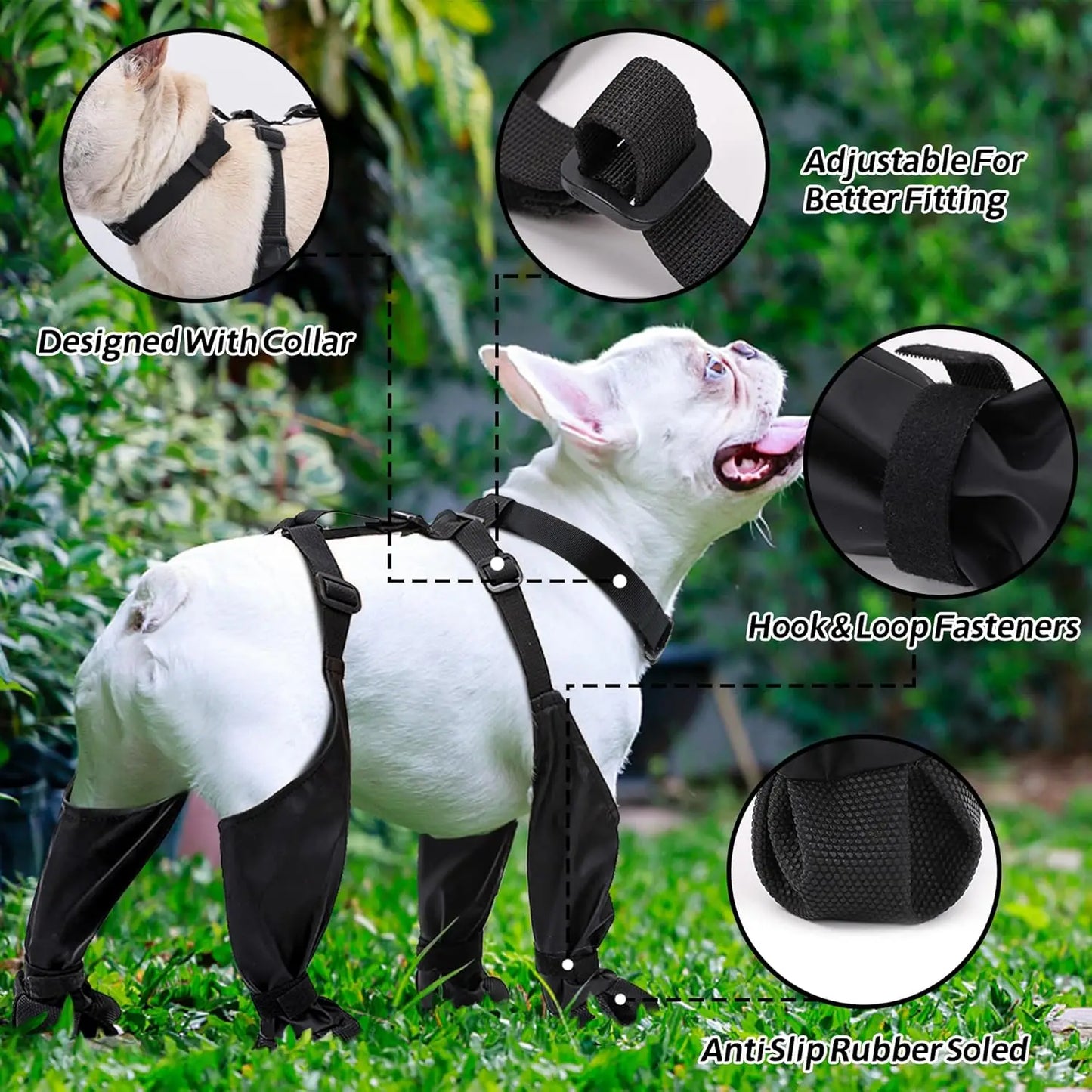 Dog Boot Leggings With Suspender Straps Waterproof For Outdoor Walking