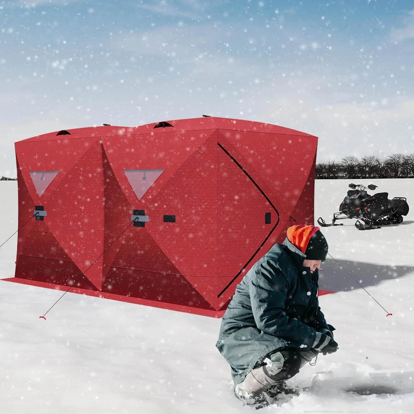 Portable Pop Up Ice Fishing Shelter Waterproof Windproof Oxford Fabric